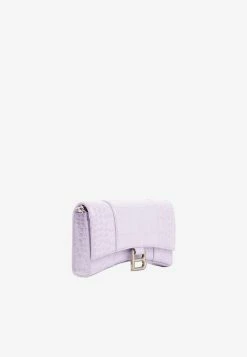Balenciaga Hourglass Wallet On Chain In Croc-Embossed Leather Lilac -Cheap TOP-HANDLE-BAGS Store 01082022 009