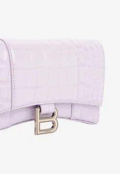 Balenciaga Hourglass Wallet On Chain In Croc-Embossed Leather Lilac -Cheap TOP-HANDLE-BAGS Store 01082022 010