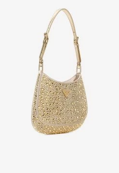 Prada Cleo Crystal Embellished Shoulder Bag Gold -Cheap TOP-HANDLE-BAGS Store 03012023 112