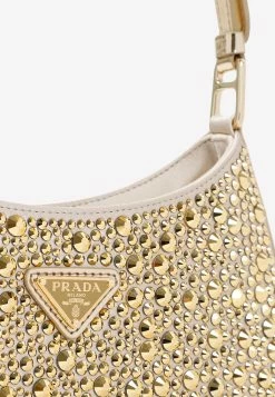 Prada Cleo Crystal Embellished Shoulder Bag Gold -Cheap TOP-HANDLE-BAGS Store 03012023 113