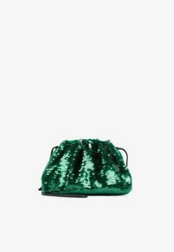 Bottega Veneta Mini Sequin Embellished Pouch Dark Green
