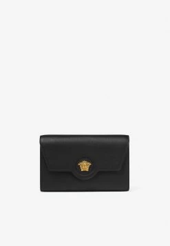 Versace La Medusa Calf Leather Clutch Black