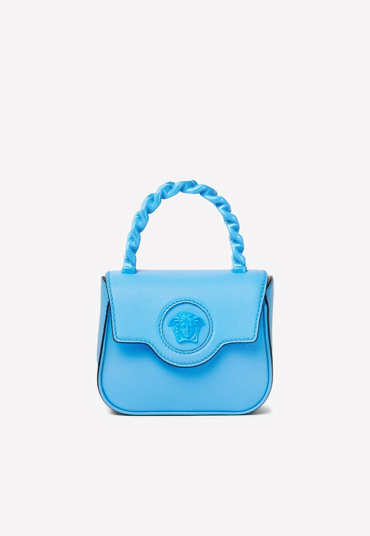 Versace Mini Logo Plaque Top Handle Bag Blue 1 Versace Mini Logo Plaque Top Handle Bag Blue