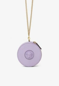 Versace La Medusa Round Pouch With Chain Strap Lilac