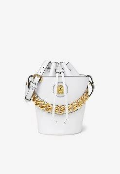 Versace Medusa Plaque Bucket Bag In Calf Leather White