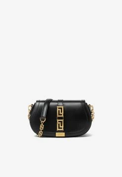 Versace Greca Goddess Leather Shoulder Bag Black