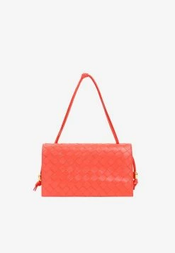 Bottega Veneta Intrecciato Leather Shoulder Bag Orange