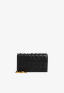 Bottega Veneta Mini Intrecciato Shoulder Bag In Leather Black