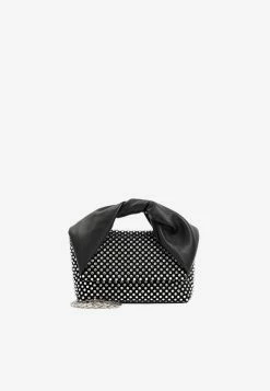 JW Anderson Mini Crystal-Embellished Twisted Top Handle Bag Black