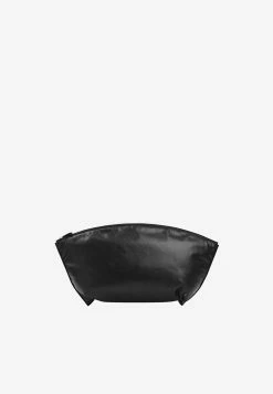 The Row XL Dante Leather Clutch Black