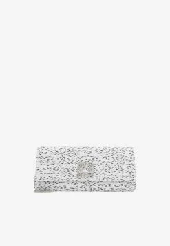 Manolo Blahnik Gothisilong Satin Jewel-Buckle Clutch White