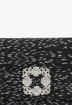 Manolo Blahnik Gothisilong Satin Jewel-Buckle Clutch Black -Cheap TOP-HANDLE-BAGS Store 18012023 374