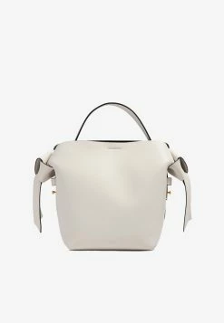 Acne Studios Mini Musubi Top Handle Bag In Grained Leather White