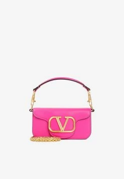 Valentino Small VLogo Shoulder Bag In Nappa Leather Pink