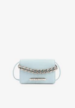 Alexander McQueen Mini Leather Four Ring Clutch Bag Blue