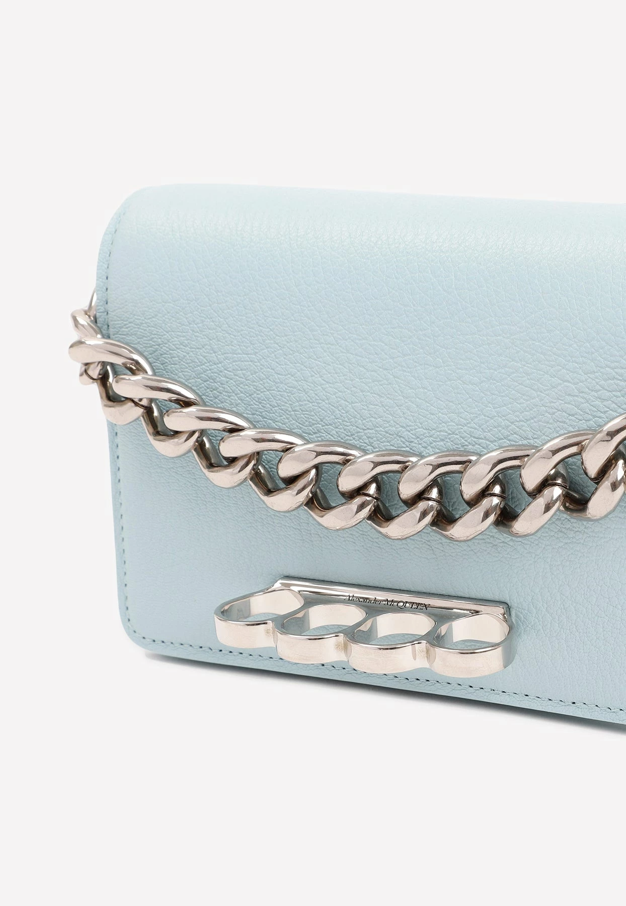 Alexander McQueen Mini Leather Four Ring Clutch Bag Blue 4 Alexander McQueen Mini Leather Four Ring Clutch Bag Blue - Image 4
