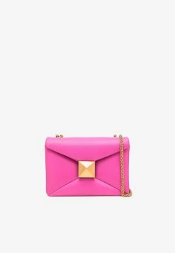 Valentino One Stud Shoulder Bag In Smooth Leather Pink