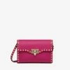 Valentino Small Roman Stud Crossbody Bag In Grained Leather Fuchsia