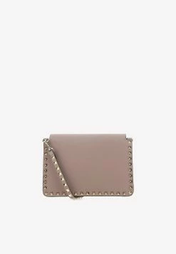 Valentino Small Rockstud Grained Leather Crossbody Bag Blush -Cheap TOP-HANDLE-BAGS Store 1W2B0E86VSF 20P45 201