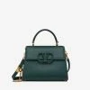 Valentino Small VSLING Top Handle Bag In Grained Leather Dark Green