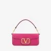 Valentino Locò VLogo Shoulder Bag In Calfskin Fuchsia