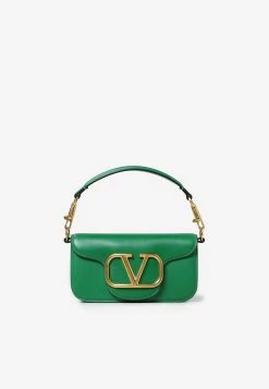 Valentino Small VLogo Shoulder Bag In Calfskin Green