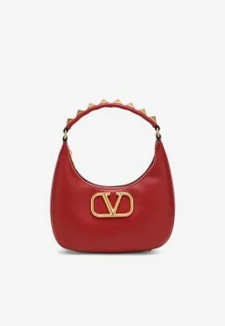 Valentino Rockstud Shoulder Bag In Leather Red