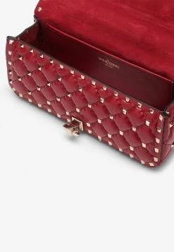 Valentino Rockstud Spike Shoulder Bag In Quilted Calfskin Red -Cheap TOP-HANDLE-BAGS Store 1W2B0K71WAS 200RO