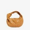 Bottega Veneta Mini Jodie Top Handle Bag In Intrecciato Nappa Leather Caramel