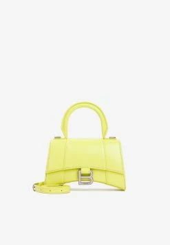 Balenciaga XS Hourglass Top Handle Bag In Leather Lime
