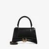 Balenciaga Hourglass Top Handle Bag In Calf Leather Black