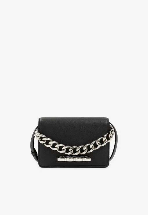 Alexander McQueen Mini Leather The Four Ring Clutch Bag Black -Cheap TOP-HANDLE-BAGS Store 20072022 143