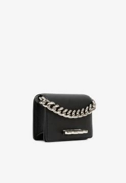 Alexander McQueen Mini Leather The Four Ring Clutch Bag Black -Cheap TOP-HANDLE-BAGS Store 20072022 147