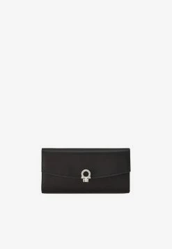 Salvatore Ferragamo Mini Gancini Satin Clutch Black