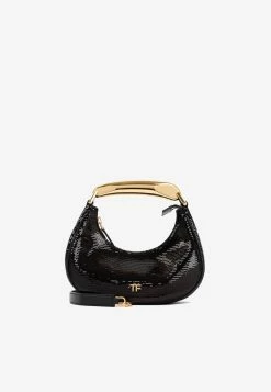 Tom Ford Mini Sequin Embellished Hobo Bag Black