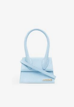 Jacquemus Le Chiquito Moyen Top Handle Bag In Cow Leather Light Blue