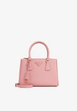 Prada Small Galleria Top Handle Bag In Saffiano Calfskin Pink
