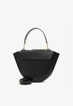 Wandler Medium Hortensia Top Handle Bag In Calf Leather Black