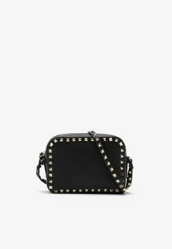 Valentino Mini Leather Rockstud Shoulder Bag Black