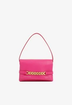 Victoria Beckham Mini Chain Leather Clutch Fuchsia