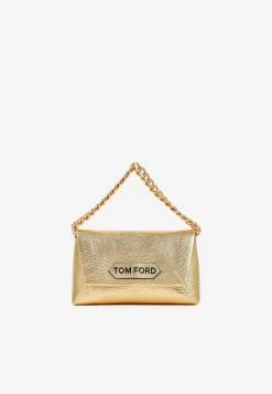 Tom Ford Mini Chain Bag In Metallic Leather Gold
