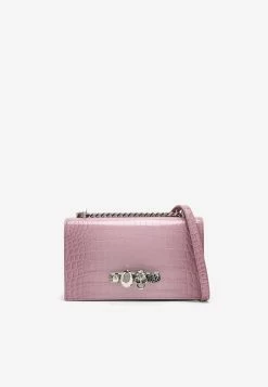 Alexander McQueen Jeweled Crossbody Nappa Leather Bag Pink