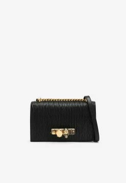 Alexander McQueen Jeweled Crossbody Nappa Leather Bag Black