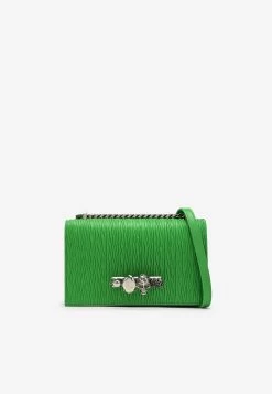 Alexander McQueen Jeweled Crossbody Nappa Leather Bag Green