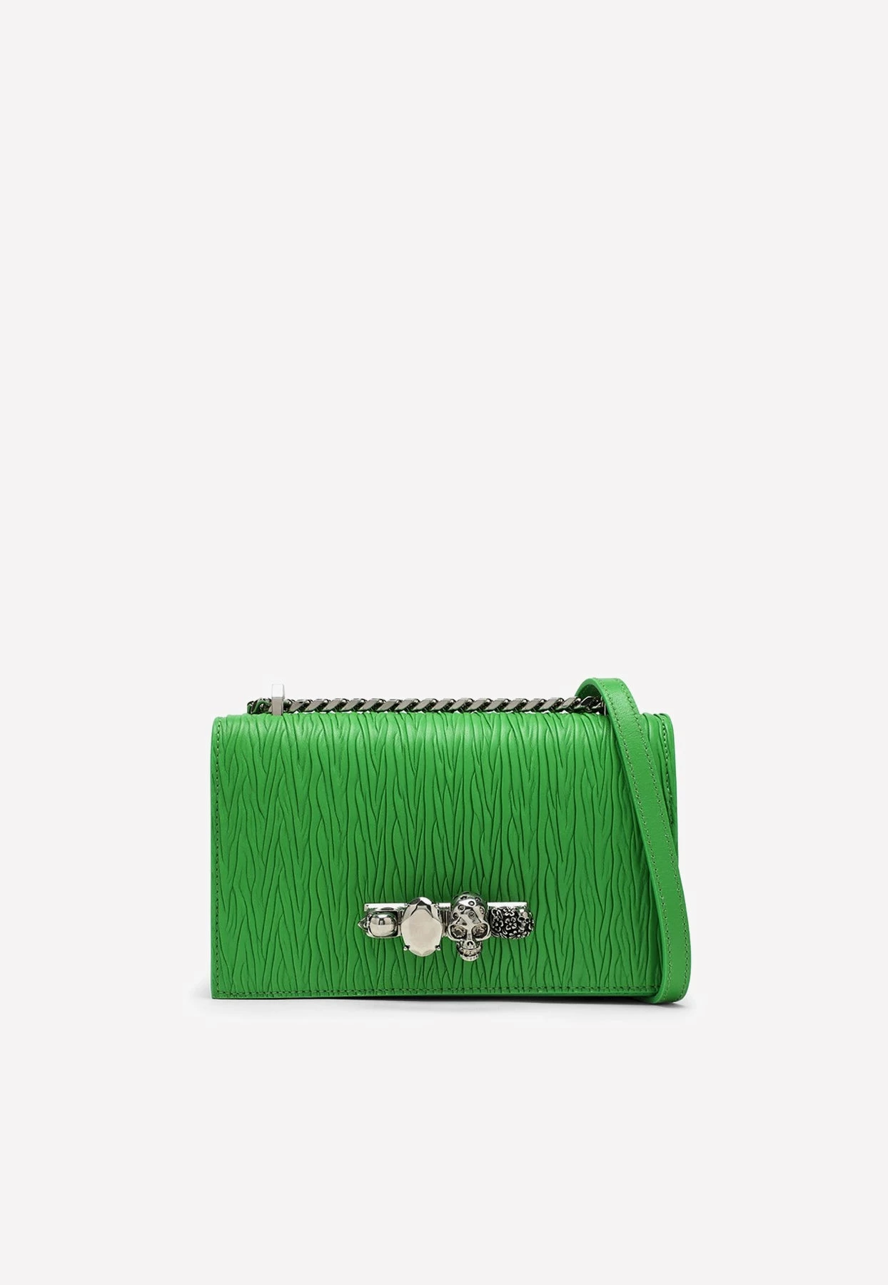 Alexander McQueen Jeweled Crossbody Nappa Leather Bag Green 1 Alexander McQueen Jeweled Crossbody Nappa Leather Bag Green