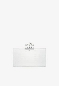 Alexander McQueen Skull Four Ring Clutch Bag Ivory