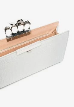 Alexander McQueen Skull Four Ring Clutch Bag Ivory -Cheap TOP-HANDLE-BAGS Store 570582 DYT50 1