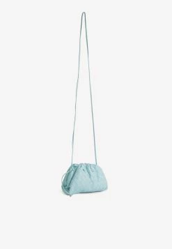 Bottega Veneta Leather Intrecciato Shoulder Bag Light Blue -Cheap TOP-HANDLE-BAGS Store 585852VCPP1 203915 201