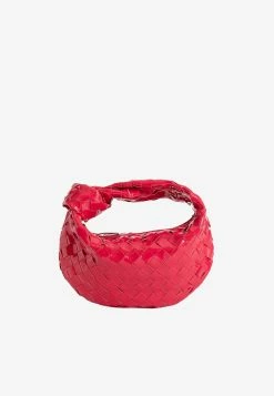 Bottega Veneta Mini Jodie Top Handle Bag In Intrecciato Patent Leather Candy Stripe