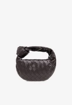 Bottega Veneta Mini Jodie Top Handle Bag In Intrecciato Leather Potion